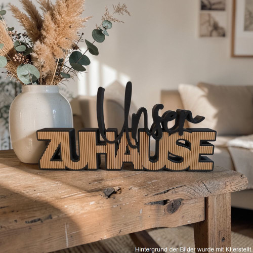 Schriftzug Unser Zuhause in Paneloptik 3D-Druck